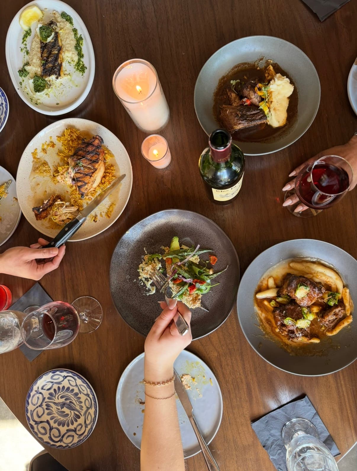 a variety of dishes on a table